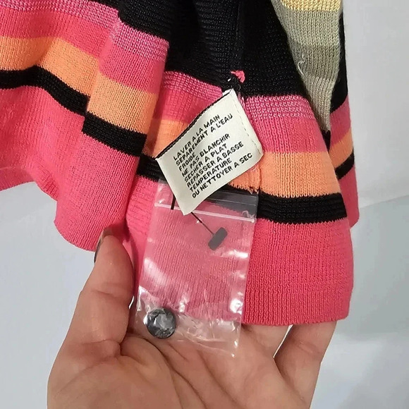 Vintage David Brooks Striped Cardigan - Pink, Black, Orange, Green, Cream - Picture 3 of 7
